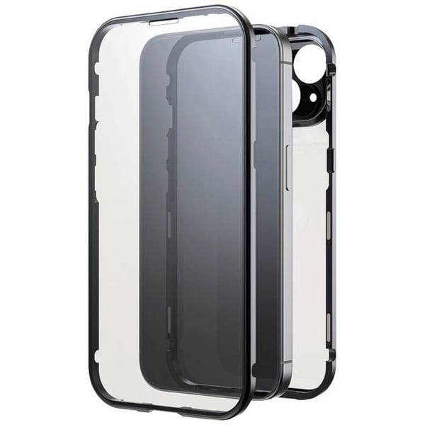 Black Rock 360° Glass Skal Apple iPhone 15 svart, induktionsladdning, stötresistent 1300TGC02