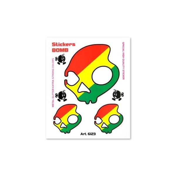 Klistermärke - Jamaica - Skalle - 10 x 12 cm - Hög kvalitet - Hållbar och slitstark