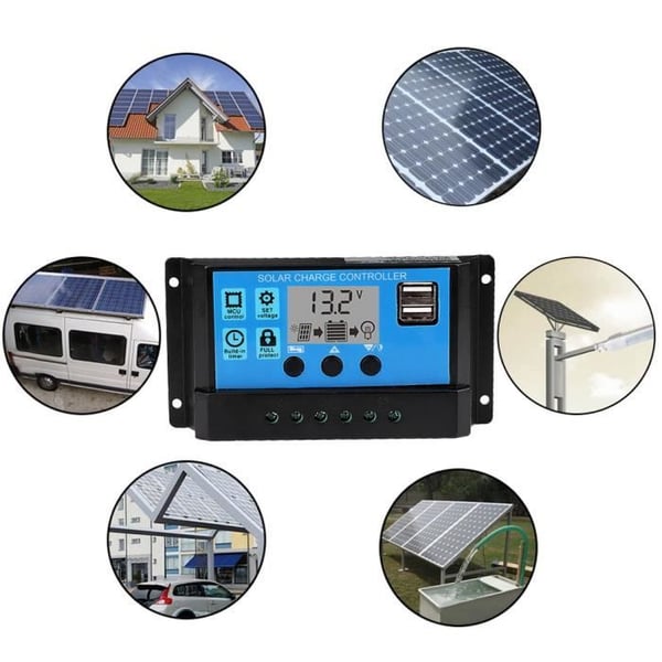 Automatisk solcellelader PWM-controller 30A 12V 24V (30A) AB070