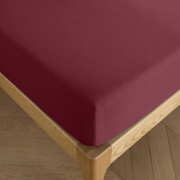 Lakan 180 x 200 cm, 30 cm keps "Premium" för king size dubbelsäng - Premium Granat