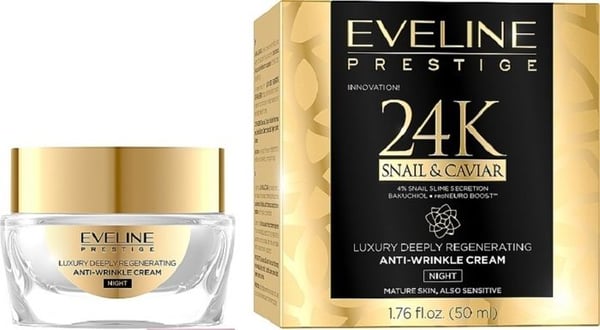 Nattkräm - EVELINE COSMETICS - Prestige 24k Snigel & Kaviar - 50ml - Anti-Rynkor - Återfuktning