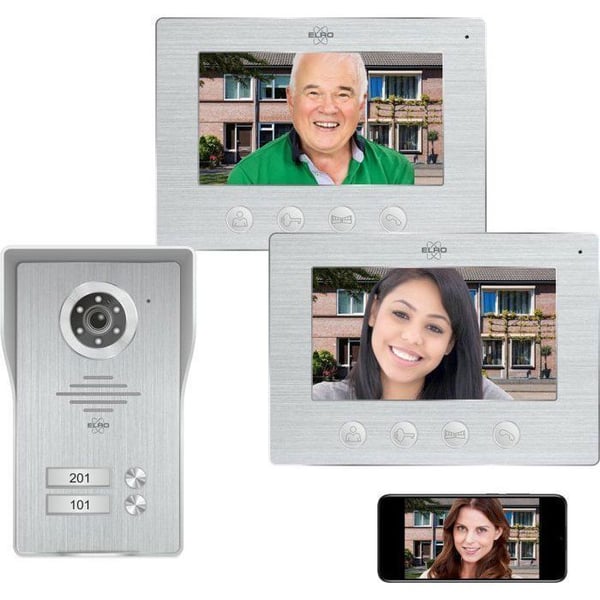 ELRO DV4000IP2 Wifi IP video porttelefon - 2 lägenheter - Full HD 1080P kamera med mörkerseende - 4-trådskabel
