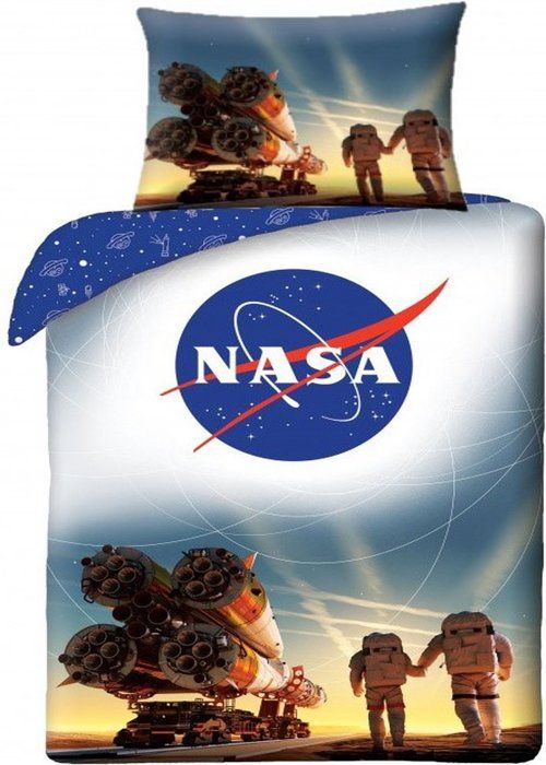 Barnsängset - NASA Kosmos - 140 x 200 cm - Ekologisk Kattun Öko-Tex - Astronautmotiv