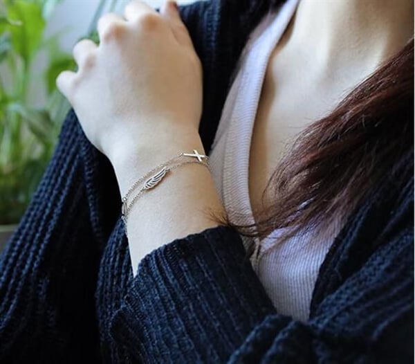 Armband - BENETO - AGB748/21 - Rhodiumbelagt silver - Dubbeldesign - Längd 17 cm utsträckbar 4 cm