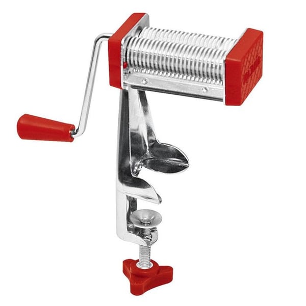 Pastamaskin i rostfritt stål - ORION - Röd - 19x9x18 cm - Bredd 1 mm - Ergonomisk vev