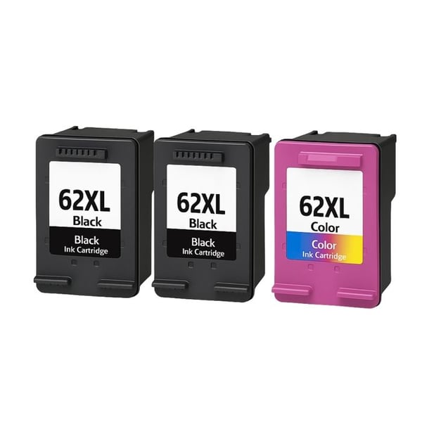 Pack med 3 kompatibla HP 62XL patroner för skrivare Envy 5540 e-All-in-One till 7645 & OfficeJet 200 till 8045