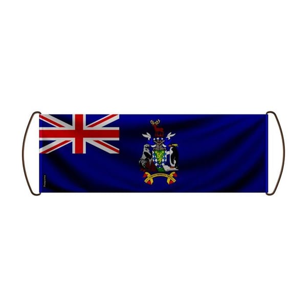 Rullande banner – Georgias flagga och Sydsandwichöarna – 17 x 50 cm – Polyester – Handflagga