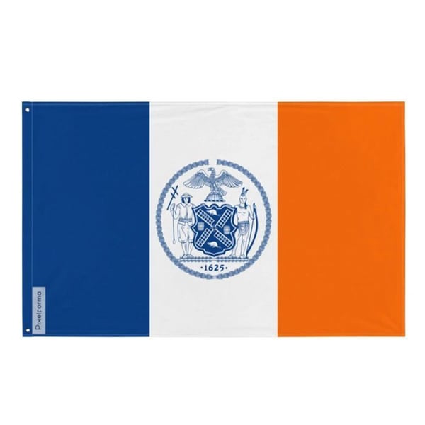 New York stadsflagga – 64 x 96 cm – Hållbar Polyester – 2 Metallöglor – Inomhus / Utomhus – Pixelforma