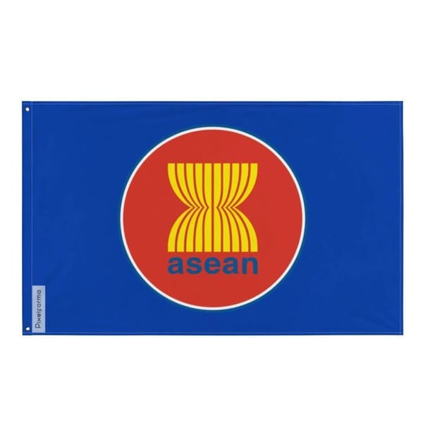 Flagga för Sydostasiatiska nationsförbundet – 60 x 90 cm – Polyester – Metallöglor – Väderbeständig