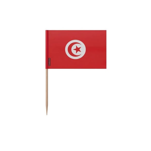 Tandpetare Tunisienflagga - 8 cm - 100 stycken - Självhäftande plast - Bambustick - Pixelforma