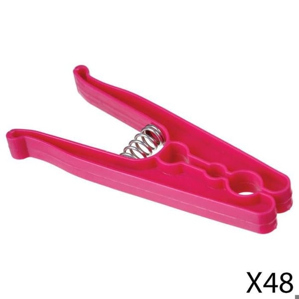 Sæt med 48 grå/rosa tøjklemmer