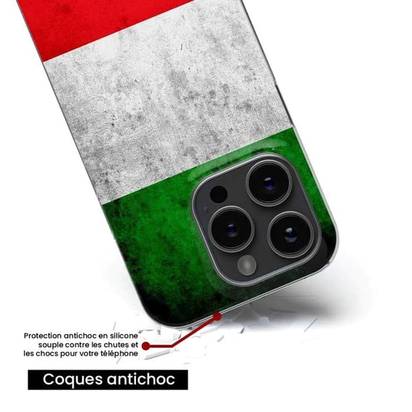 1001Coques - Silikonfodral kompatibelt med Apple iPhone XR - Mönster italiensk flagga - Originaldesign tryckt i Frankrike