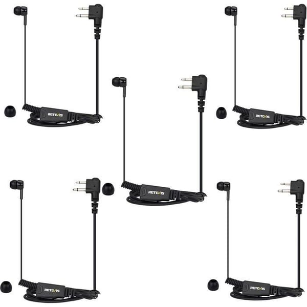 Retevis In Ear-headset med mikrofon, 2-stifts indragbar hörsnäcka Kompatibel Motorola etc Tvåvägsradio (5 st)