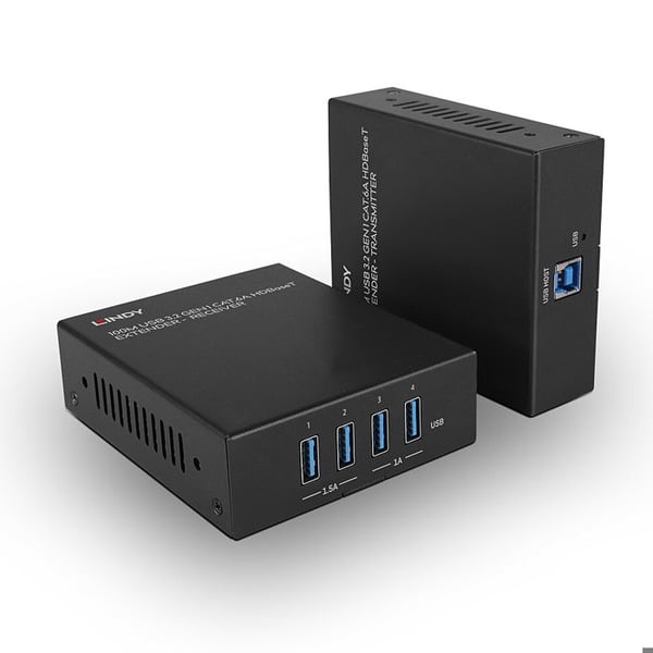 Kabel och ljudvideoadapter - Lindy - 100m USB 3.2 Gen 1 - Förlängare - HDBaseT - Ljud- och videokoppling