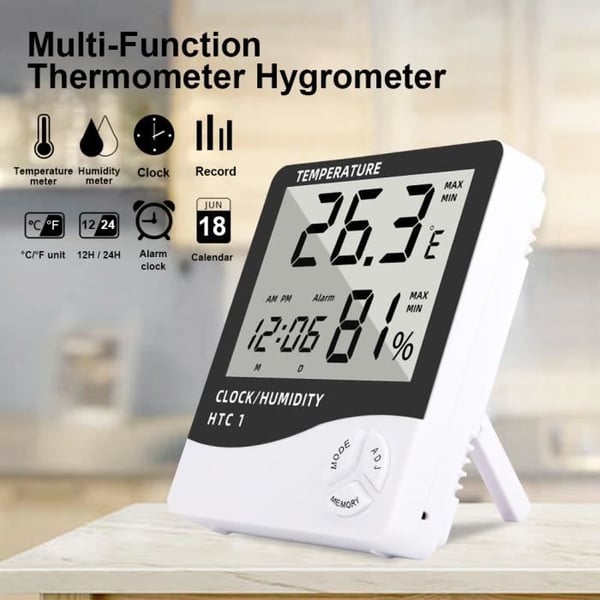 Mini termometer Hygrometer, Lätt att placera och bära, med ett litet stöd, Liten väderstation