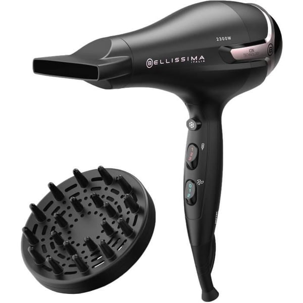 Hårtork - Bellissima - Ionic S9 2300W - För rakt och vågigt hår - 2 hastigheter 3 temperaturer - Koncentrator