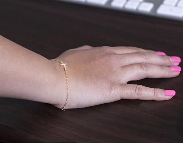 Armband - BENETO - AGB484/20-GOLD - Guldpläterad silver - Kors i zirkon - 20 cm