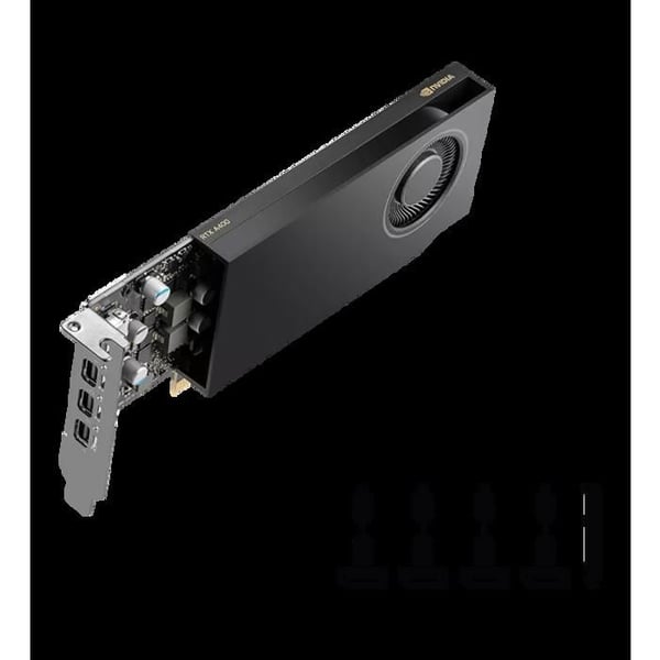 Professionell grafikkort - PNY - RTX A400 - 4 Go GDDR6 - Lågprofil - 4x Mini DisplayPort 1.4a