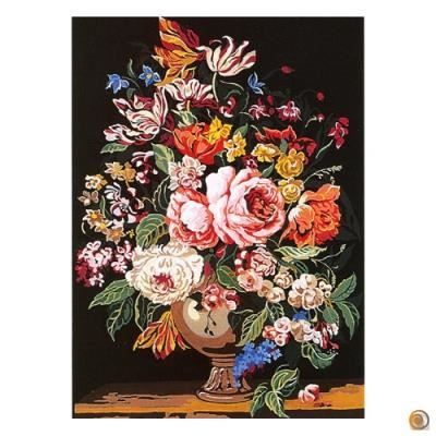 Antik duk - Väggdekoration - Blomvasen - 45x60cm - Vintage stil - Tryckt
