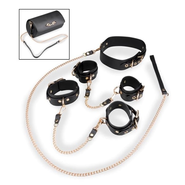 Lyxigt bondage-set med förvaringsväska - Svart