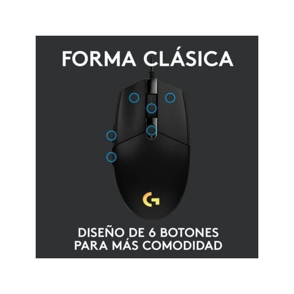 Souris Gaming - LOGITECH - G102 LIGHTSYNC - Kablé - 6 Knappar - Optisk - Svart