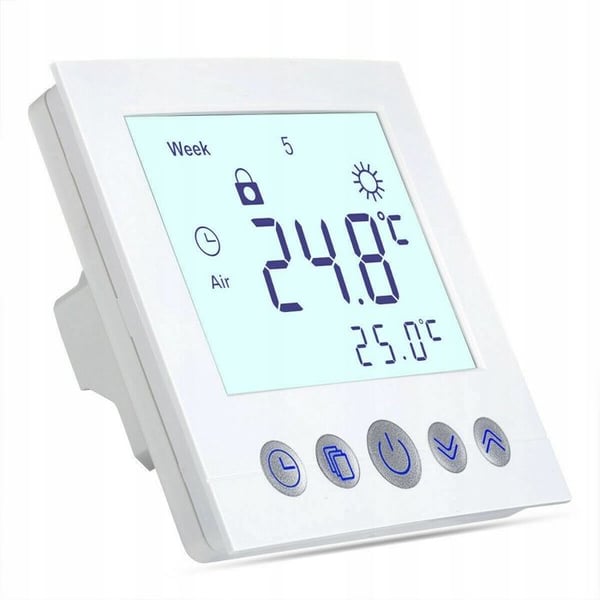 Programmerbar Termostat - ARHATREYA - Vit LCD - 16A - Blå Bakgrundsbelysning - Extern Sensor