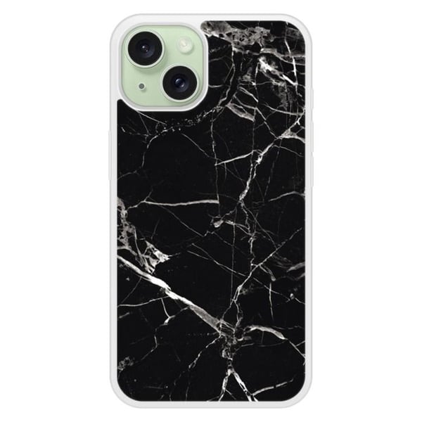 Skyddande silikonfodral med tryck kompatibelt med Apple iPhone 15 Svart Marmor