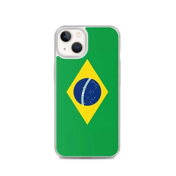 Mobilskal – Brasiliens flagga – Kompatibel med iPhone 13 – Mjuk fodral – Slitstark och stötresistent - Silikon - Pixelforma