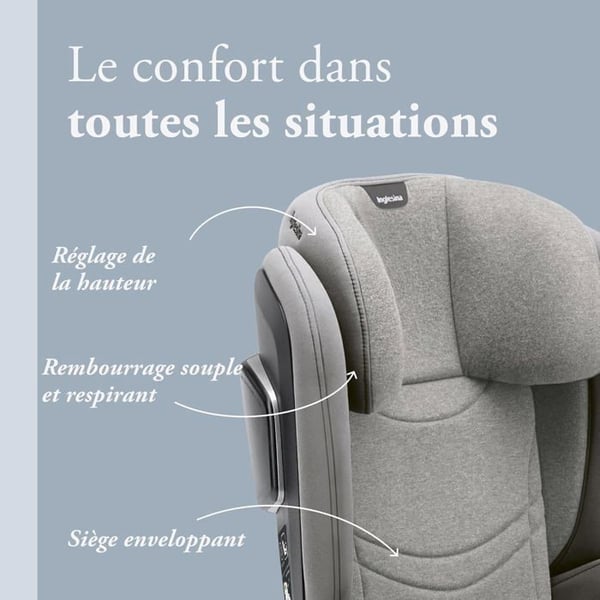 Inglesina Cartesio i-Size Isofix bilsæde til børn 3-12 år Moon Grey