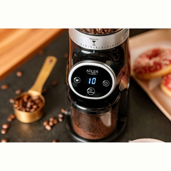 Professionell Kaffekvarn, Stålmalningar, 31 Malinställningar, Kaffe 90g/m Adler AD4450 300W Svart