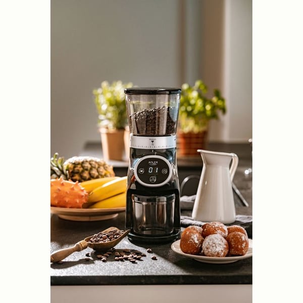 Professionell Kaffekvarn, Stålmalningar, 31 Malinställningar, Kaffe 90g/m Adler AD4450 300W Svart