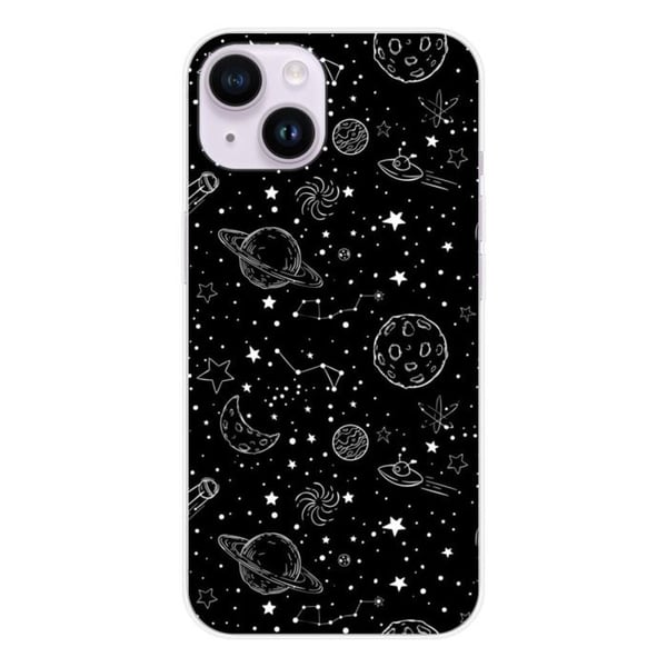 Tryckt silikonfodral som är kompatibelt med Apple iPhone 14 Galaxy draw