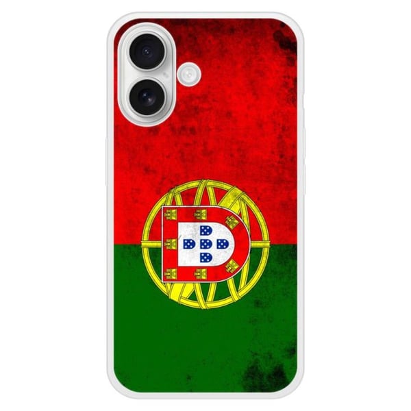 Förstärkt silikonfodral med mönster kompatibelt med Apple iPhone 16 Plus Portugals flagga
