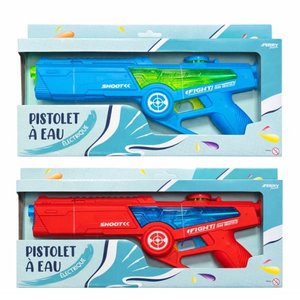 Elektrisk vattenpistol - FERRY JOUETS - PISTELEC - 36 cm - Kraftig automatisk skott - Lång räckvidd