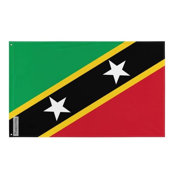 Flagga för Saint-Kitts och Nevis – 90 x 150 cm – Polyester – Öglor i järn – Motståndskraftig