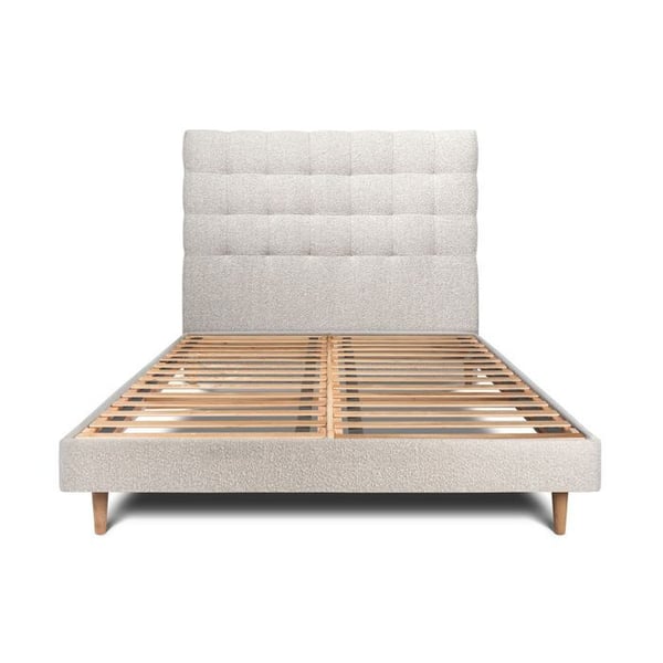 Säng 135x190cm med tuftad huvudgavel och sängbotten kit Beige - Total höjd: 29cm