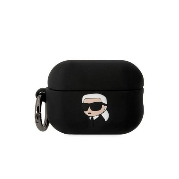 Coque Silicone - Karl Lagerfeld - NFT Karl Head 3D - AirPods Pro 2 - Svart - Avtagbar Klipp