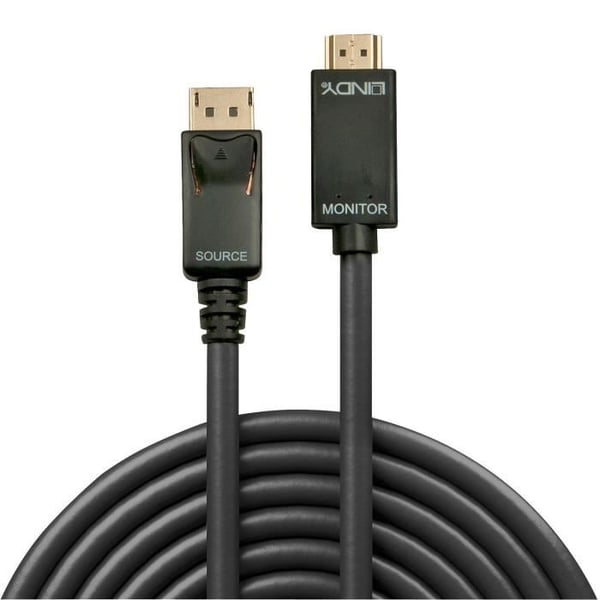 DisplayPort till HDMI 4K30-kabel (DP:passiv) - LINDY - 3m - Svart - 3D-överföring - HDCP