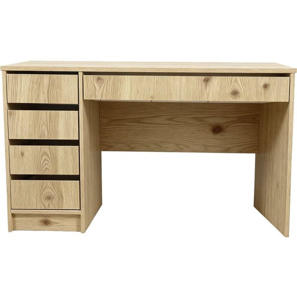 Træskrivebord 5 skuffer "Malika" - 120 x 75 x 55 cm - Brun