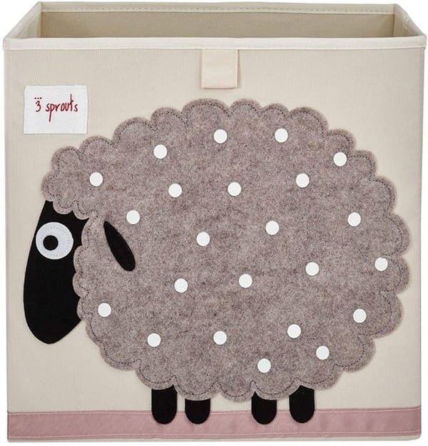 Leksaksväska och bin - Får leksakslåda - 100% polyester - Grå - 33x33x33 cm