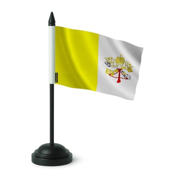 Vatikanskt Bordflagga – 14 x 21 cm – Polyester – Svart Plastställ – Pixelforma