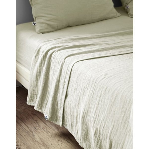 "Gaïa" platt lakan alla storlekar "Cotton Gauze" - Gaïa Water Green - 270 x 300 cm för king size säng