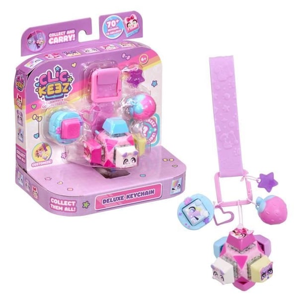 Clickeez - GOLIATH - Deluxe Nyckelring - Samlarhjul - 1 Clickeez-kub + 4 Clickeez + 3 charms - Från 6 år