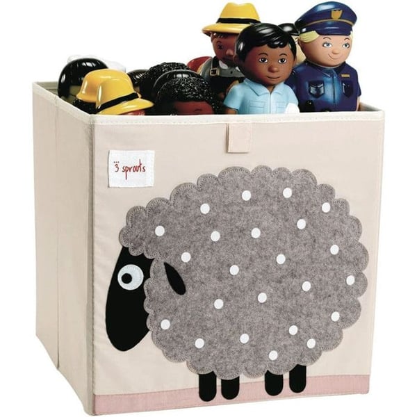 Leksaksväska och bin - Får leksakslåda - 100% polyester - Grå - 33x33x33 cm