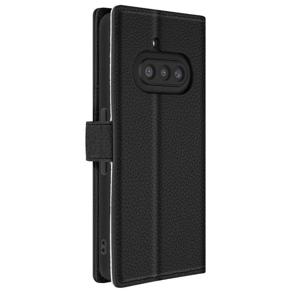Telefontui - Nothing - Phone 3a - Vegansk läder - Svart plånbok - Videostöd