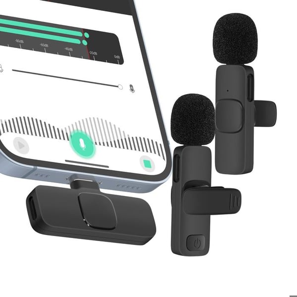Microfon utan sladd med Lightning-mottagare för iPhone Svart