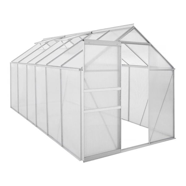 Polykarbonat växthus 370 x 190 x 195 cm "Basilic" - 7,03 m² - Grå