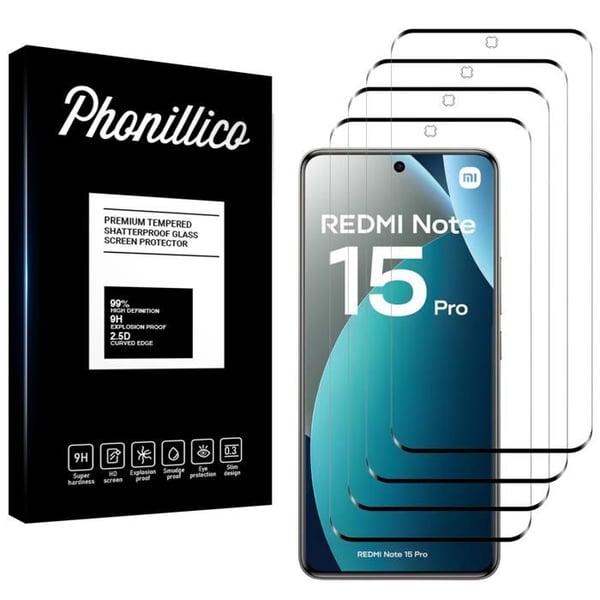 Härdat glas för Xiaomi Redmi Note 15 PRO 4G [Pack 4] Skärmskydd Phonillico®