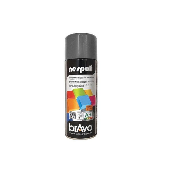 Aerosolfärg - NESPOLI - BRAVO - Antracitgrå satin - 400mL - Snabbtorkande