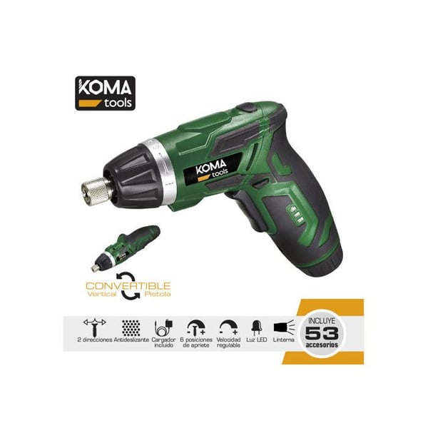 Batteridriven Skruvmejsel 3,6v Lithium 1300ma. Med 53 Tillbehör 17,5x14,8cm Koma Tools